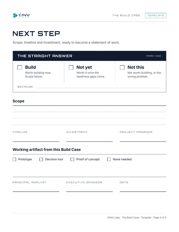 The Build Case next step template