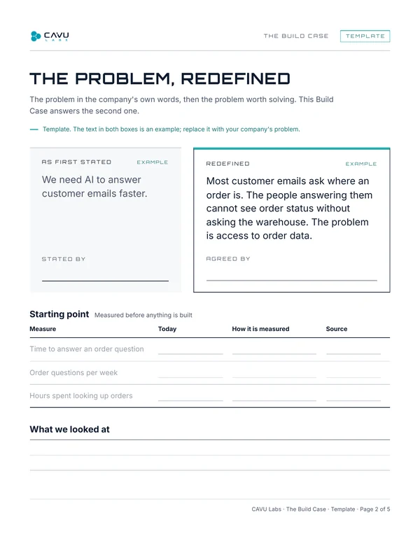 The Build Case problem statement template